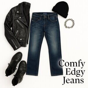 Straight Leg Mid-Rise Dark Wash Embellished Pocket Feathered Jeans 14